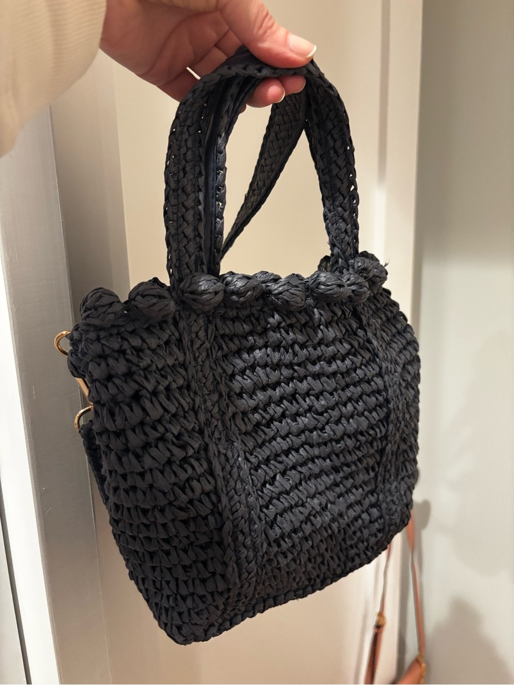 LOFT Black Braided Knit Tote